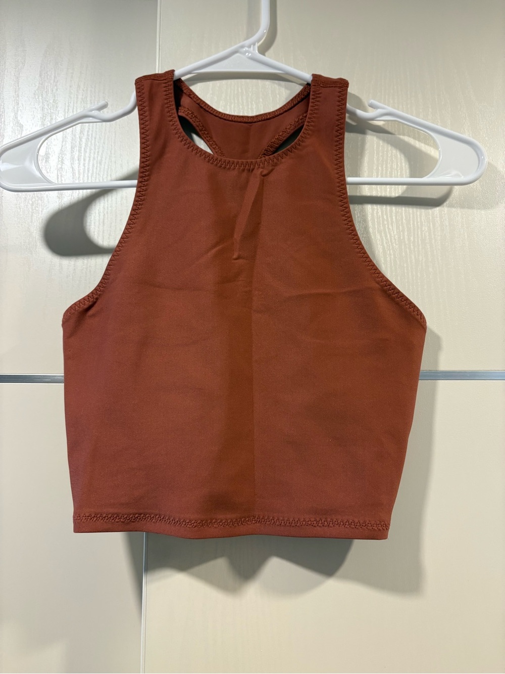 TNA Rust Brown High-Neck Crop Tank